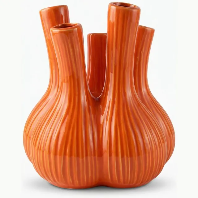 homebound by ky Aardewerk tulpenvaas Garlic oranje | tulpenvaas | 22,5x22,5x23,5cm