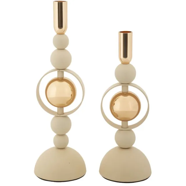 Mauro Ferretti Kandelaar Saturn Cream Set 2 Pcs Ø 10×27 cm Crème
