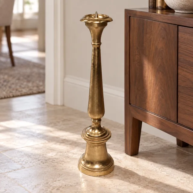 Hoppa! Kandelaar op sierlijke voet - Goud - 15 x 15 x 62 cm (B x D x H)