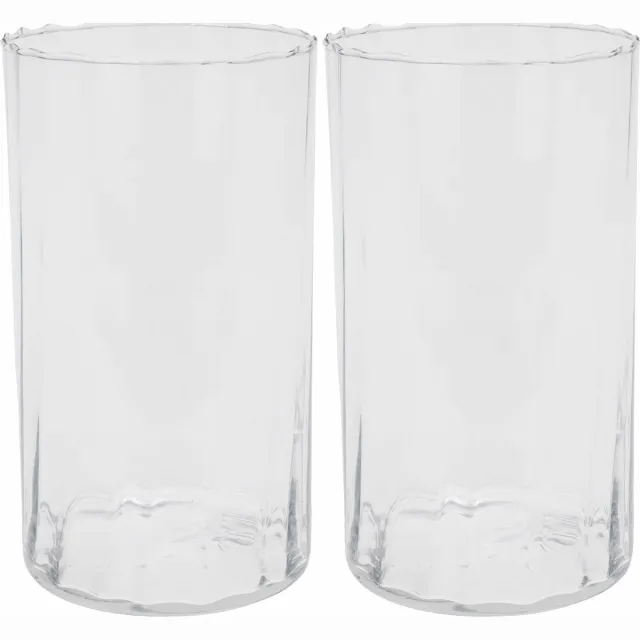 H&S Collection HS Collection - Bloemen vaas - 2x stuks - glas - transparant - H22 cm