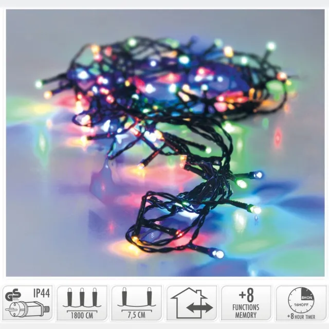 Nampook Kerstverlichting 240 led- 18m - Multicolor - Binnen-Buiten -Groen Snoer-IP44