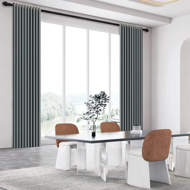 SB Line Kant en klaar Gordijn - Verduisterend - Met ringen - 300x260 cm - Donker Grijs