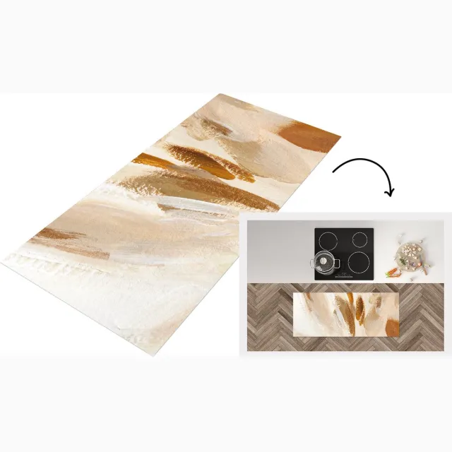 KitchenYeah Keukenloper - Loper keuken - Verf - Bruin - Beige - Keukenloper vinyl Multicolor