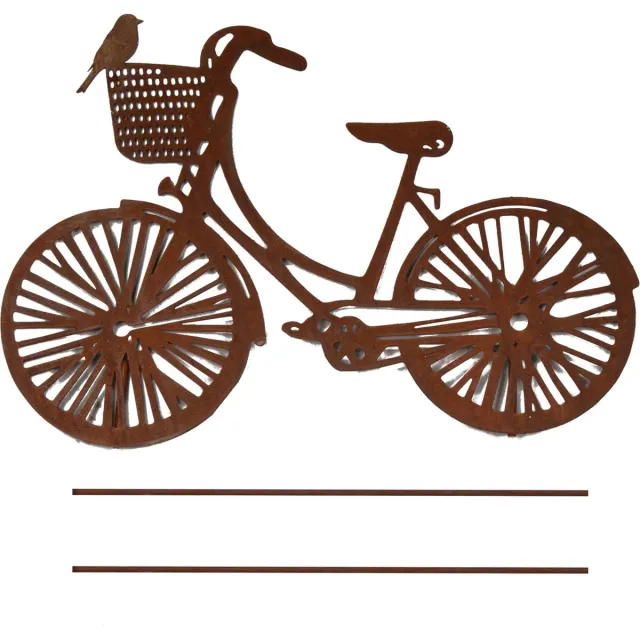 UNUS Tuinsteker fiets tuindecoratie in roestoptiek groot Bruin