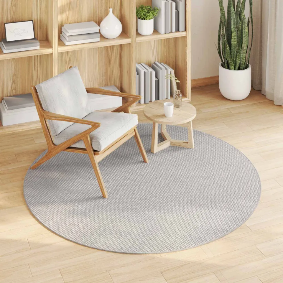 vidaXL Binnen kleed LUGO Crème en Grijs Ø 160 CM Polyester, foto 3