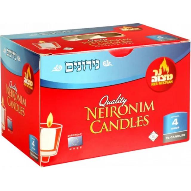 ner mitzvah European 4 Hour Neironim Candles Wit