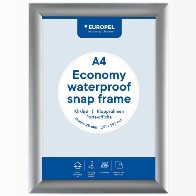 Europel Kliklijst Economy Outdoor A4 Zilver 25 mm