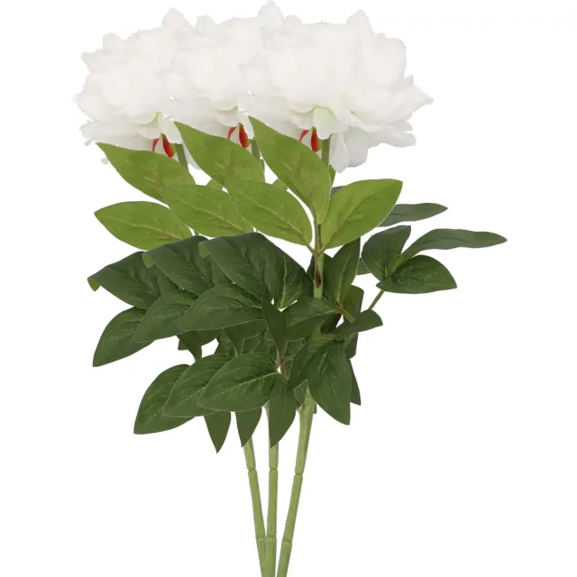 DK design Kunstbloem pioenroos - 3x - wit - zijde - 71 cm - kunststof steel - decoratie bloemen