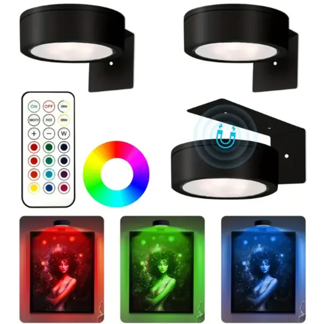 Home & Marker Magnetische Spotlights - Oplaadbare Wandlamp - Draadloze LED Spots - Dimbaar - Met Afstandsbediening - Zwart - ARTIONIC