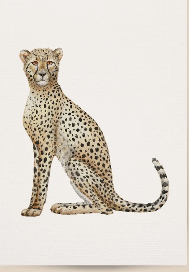 World of Mies poster cheetah - A4 - mooi dik papier - Snel verzonden! - tropisch - jungle - dieren in aquarel - geschilderd door Mies