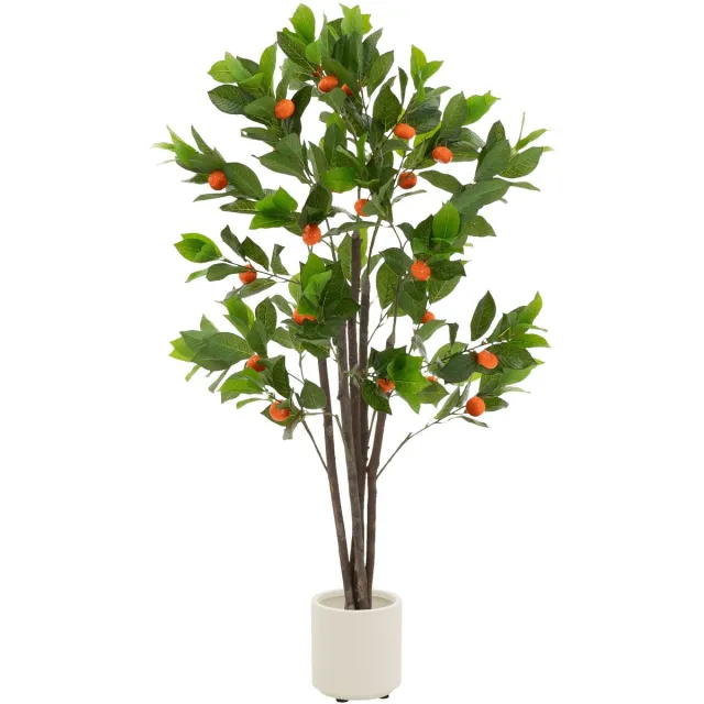 ml-design kunstmatige sinaasappelboom 130 cm realistische kunstplant met sinaasappels voor binnen en buiten decoratieve nepboom onderhoudsvriendelijk in pot voor woonkamer kantoor balkon snelle opbouw natuurgetrouw uiterlijk plastic kunstplant Groen