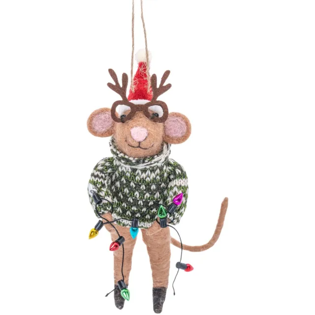Sass & Belle Kersthanger Party Mouse - Sass & Belle groen