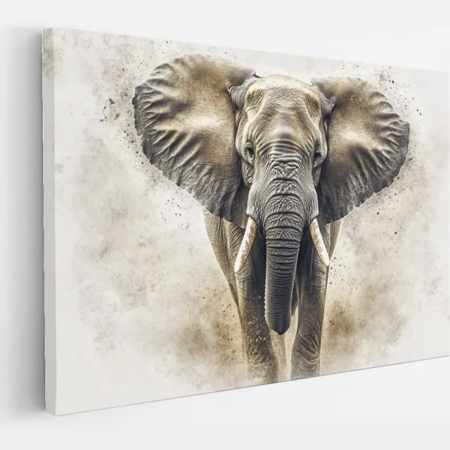 Saammp Canvas Schilderij - Abstract - Olifant - Portret - Dieren - 60x40 - Foto op canvas - Wanddecoratie - muurdecoratie Woonkamer - Slaapkamer decoratie - Canvas Print Multicolor