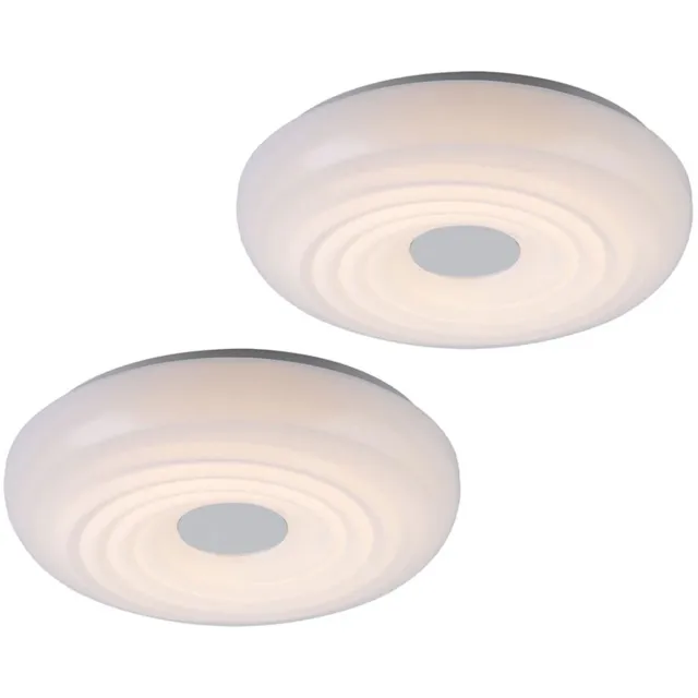 Globo Plafondlamp LED rond wit Eetkamerlamp in wit, metaal acryl, 1x LED 15W 1240lm 3000K warm wit, DxH 35x8,5 cm, set van 2