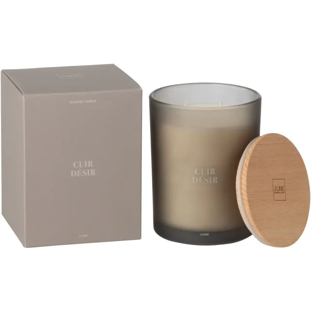 J-Line geurkaars Accords Essentiels - Cuir Désir - glas - bruin - 52U