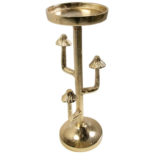 Mars & More Paddenstoel kandelaar - kaarsenstandaard - goud - 30 cm Zilver