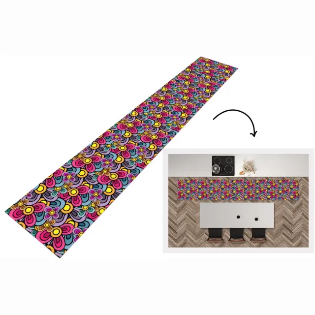 KitchenYeah Keukenloper 360x60 cm - Keukenmat vinyl Patroon - Hippie - Bloemen - Paars - Keukenmatten loper - Keuken vloerkleed tapijt, foto 4