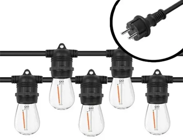 Fonkel 40m Arena Eco Prikkabel – Vaste lampen – Extra Warm Wit 1800K Lampjesslinger - Lichtsnoer - Sfeerverlichting Buiten en Binnen - Feestverlichting