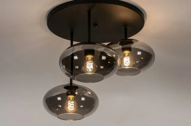 Lumidora Plafondlamp 31039 - Plafonniere - OSLO - 3 Lichts - E27 - Zwart - Grijs - Metaal