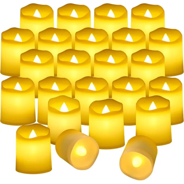 Flintry Set van 24 decoratieve Halloween-kaarsjes – vlamloze, flikkerende LED-waxinelichtjes op batterijen met warmwitte gloed; geschikt voor bruiloften, feestjes en decoratie tijdens Halloween en Kerstmis.