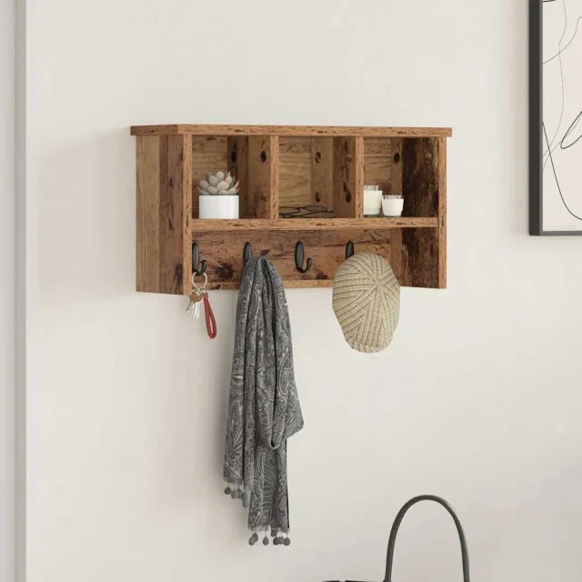 vidaXL Wandgemonteerde kapstok Oudhout 50 x 16 x 26 cm Bruin