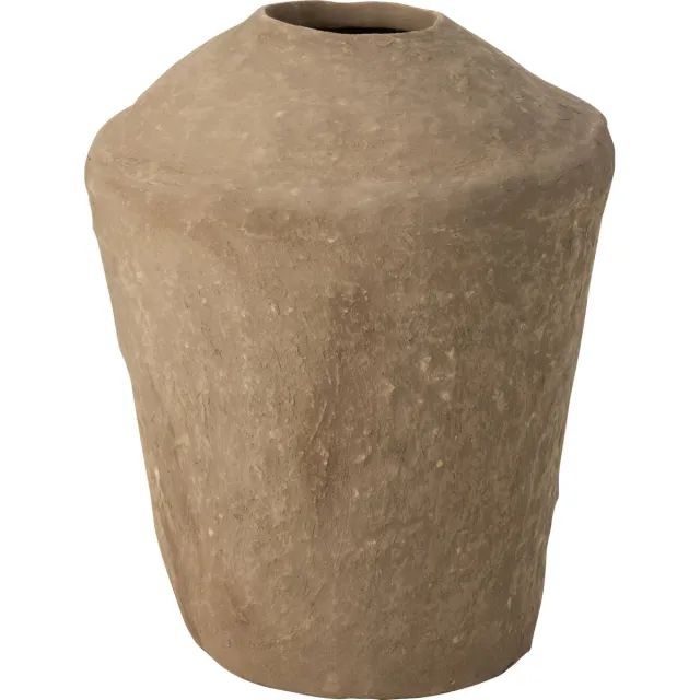 J-Line vaas Large Chad - papier mache - bruin - 58 cm hoog
