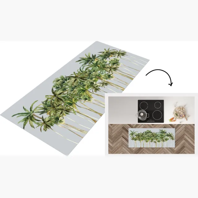 KitchenYeah Keukenloper - Loper keuken - Jungle - Groen - Palmboom - Keukenloper vinyl Multicolor