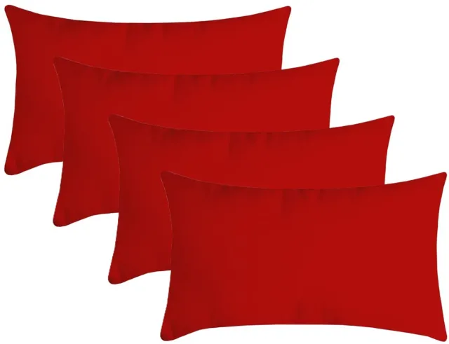 Stof Textile sierkussen Nelson - 4x - rood - 30 x 50 cm - bank kussens - zitkussens - binnen/buiten - polyester