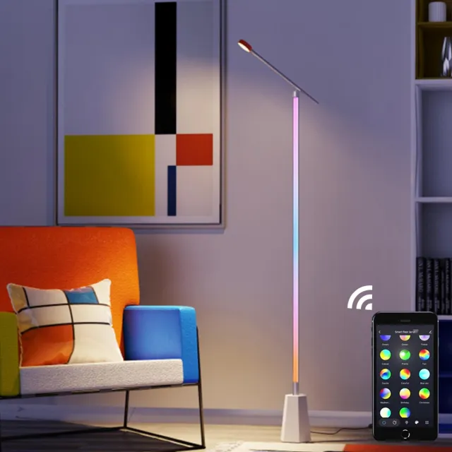 Moli Moderne dimbare vloerlamp – sfeerverlichting voor woonkamer met afstands Grijs