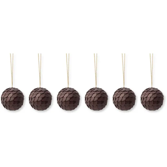 vtwonen Kerstballen - Papier - Donkerbruin - 12 cm - Set van 2