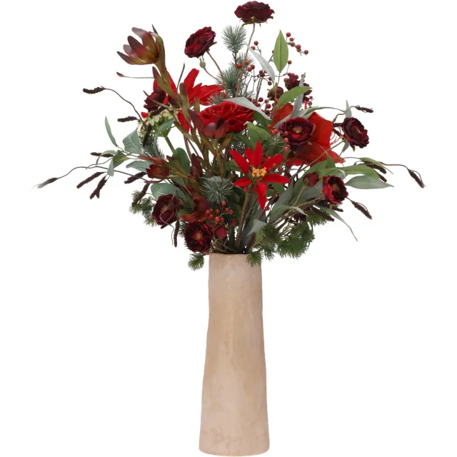 maxifleur Kunstplanten Kunst kerstboeket Dymph Ellmau 90cm Rood