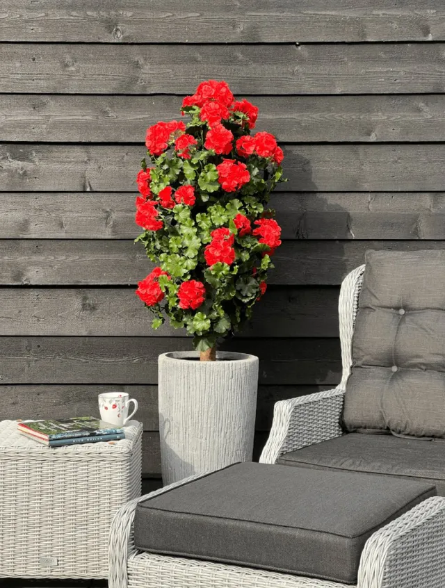 LeopoldFlora Geranium kolom kunstplant 120cm UV rood Groen