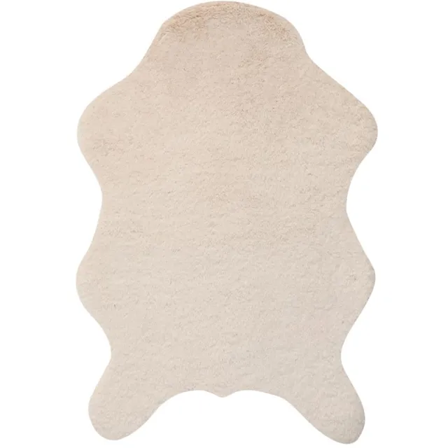Linen & More Vloerkleed 'Portland' (100cm x 60cm, Sand) Kunstvacht -imitatiebont Crème