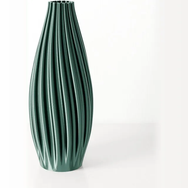 Fleuriek Grote Vaas Glanzend Groen - H50 cm - Luxe vaas voor zijden bloemen - Woonaccessoire van gerecycled plastic - Elegante kleurrijke vaas