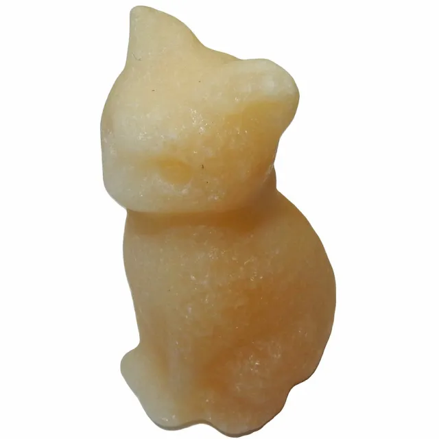 Shanna's Gems and more Kristal Steen Miniatuur Poes Geel Calciet
