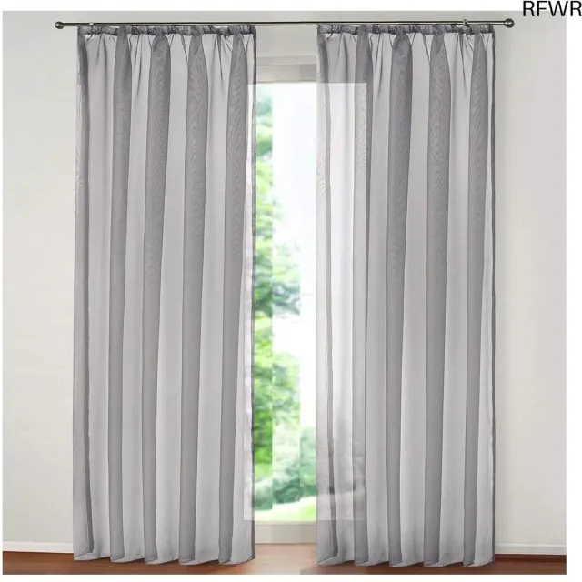 RFWR Doorshijnende gordijnen 2 panelen in grijs, 140x260 cm voor slaapkamer en woonkamer