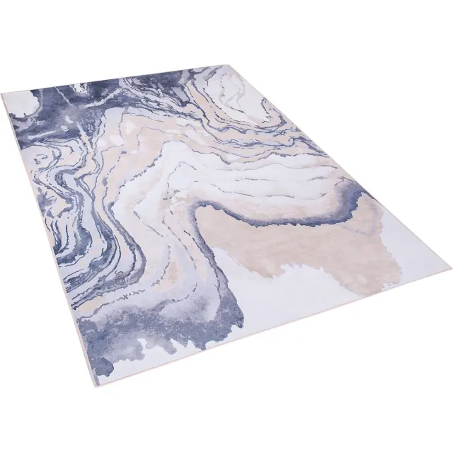 Beliani GEBZE - Laagpolig vloerkleed - Donkerblauw - 140 x 200 cm - Polyester Meerkleurig