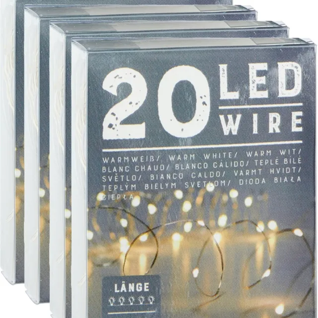 Cepewa Draadverlichting/lichtsnoeren - 4 stuks - warm wit - 220 cm
