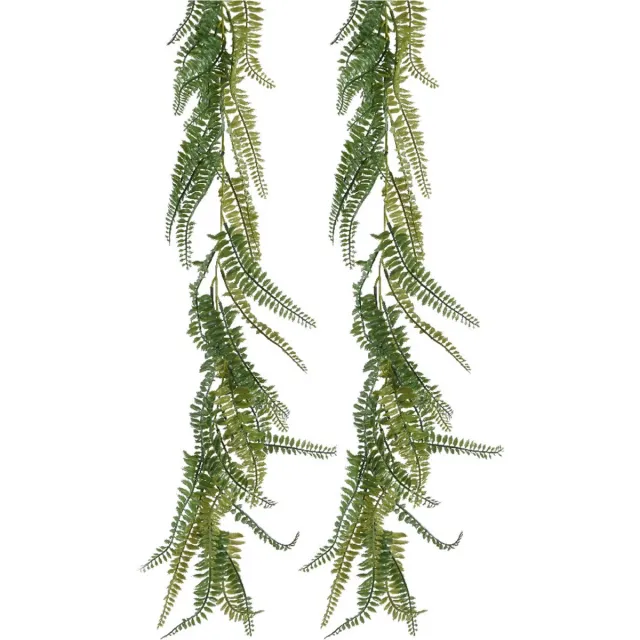 Everlands Planten slinger - 2x - varen - kunstplant - groen - 180 cm