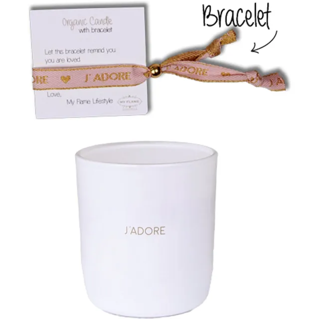 My Flame Lifestyle MY FLAME - Sojakaars met armband - J'ADORE - Geur: Silky Tonka - Maat: D8 x H9 cm - Branduren: 50u Lichtgrijs