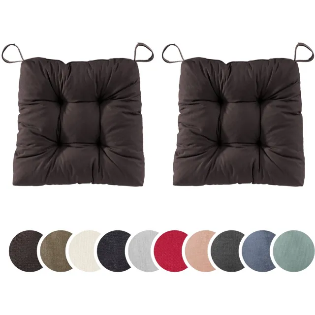 Sleepling set van 2 stoelkussens Basic 20 | 40 (voorkant) / 35 (achterkant) x 38 x 7 cm | zitkussen voor binnen en buiten | hoes van 100% katoen | met klittenband | Made in EU | bruin