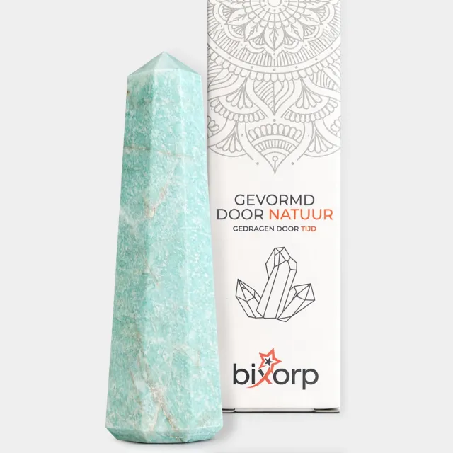Bixorp Gems Edelsteen Punt van Amazoniet - Edelstenen Obelisk - Decoratieve Toren van 100% Natuurlijke Edelsteen - 6 tot 8cm