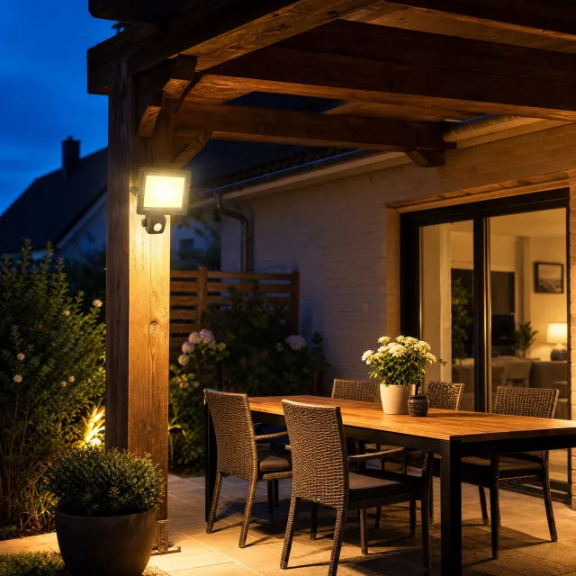 Froadp 100W LED-schijnwerper met bewegingssensor - buitenspot, veiligheidslamp, warmwitte schijnwerper zonder stekker, voor tuin, binnenplaats, garage en terras Warm licht