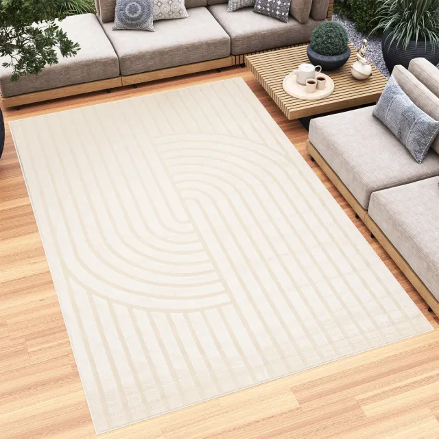 Tapiso Patio Vloerkleed Tuintapijt Outdoor Beige Buitenkleed Kleed Creme 3