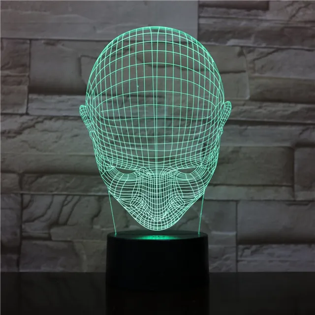 MC Living 3D Led Lamp Met Gravering - RGB 7 Kleuren - Hoofd