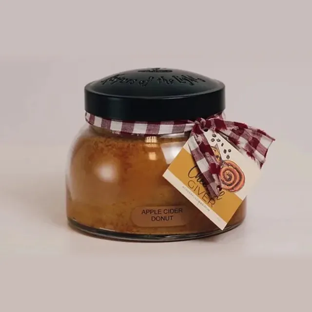 Cheerful Candle Geurkaars Appel Cider Donut - 125 branduren - glazen pot met metalen deksel Oranje
