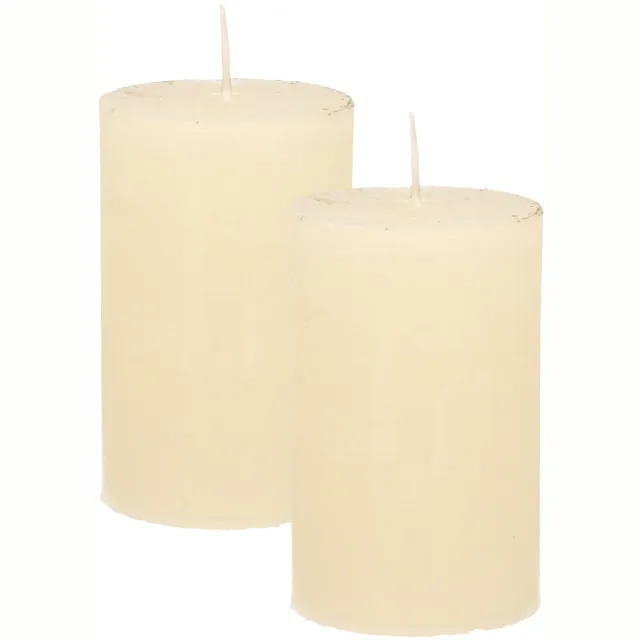 Atmosphera Stompkaars - 2x - ivoor wit - 5 x 8 cm - klein rustiek model - cilinderkaars - kaars Ivoorwit