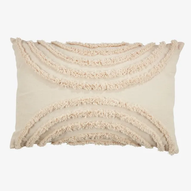 SuperShopper Sierkussen 40x60 cm – Beige – Rechthoek – Inclusief Vulling – Katoen – Met Rits – Decoratief Kussen