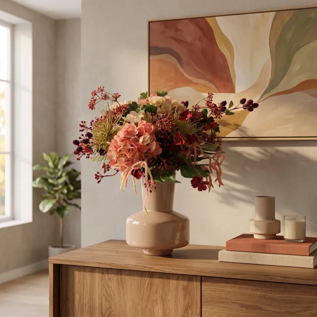 maxifleur Kunstplanten Kunst herfstboeket Quinn Odessa 55cm Meerkleurig