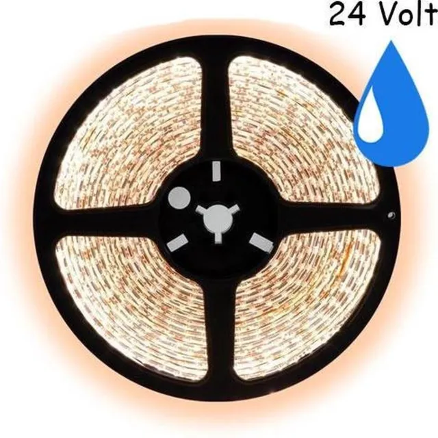 ABC-Led 5 meter warm wit led strip waterproof - IP65 - 60Leds/m - 24V